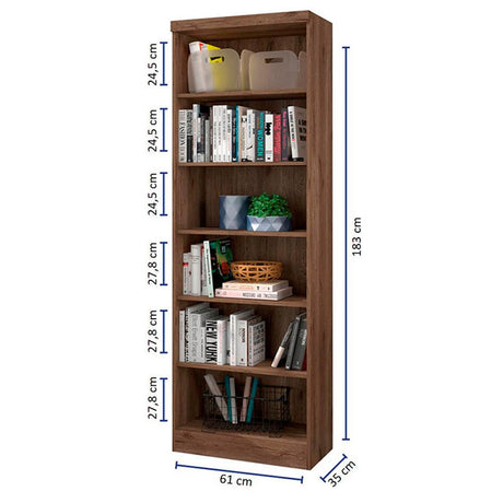 Biblioteca Brasilia Ebano 61x183cm con Seis Compartimientos - Bibliotecas | Bylmo