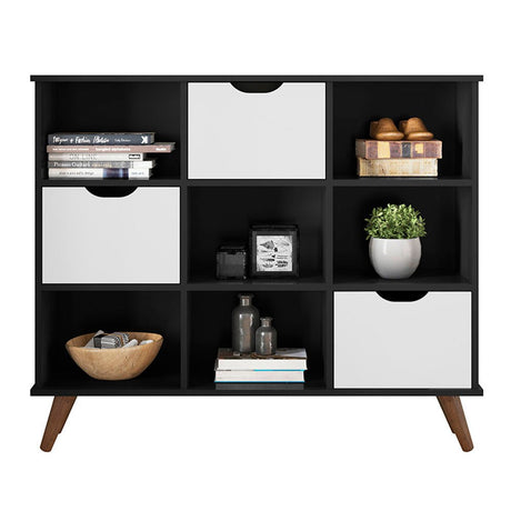 Arrimo Recife Negro 108 cm con Tres Cajones Blancos - Repisas y Percheros | Bylmo