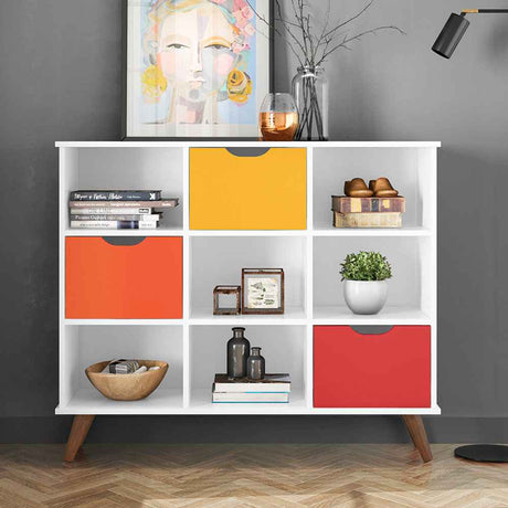 Arrimo Recife Blanco 108 cm con Tres Cajones Multicolor - Repisas y Percheros | Bylmo