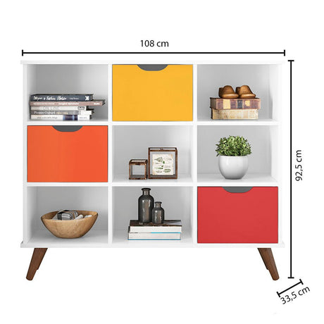 Arrimo Recife Blanco 108 cm con Tres Cajones Multicolor - Repisas y Percheros | Bylmo