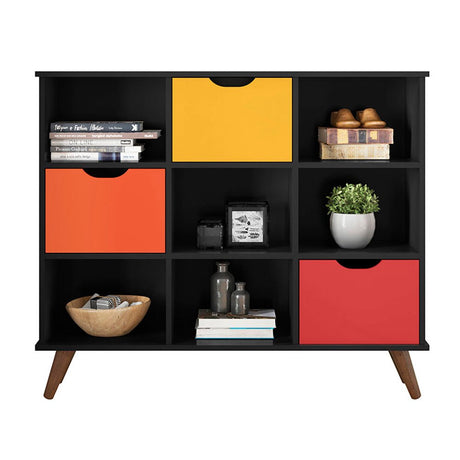 Arrimo Recife Negro 108 cm con Tres Cajones Multicolor - Repisas y Percheros | Bylmo