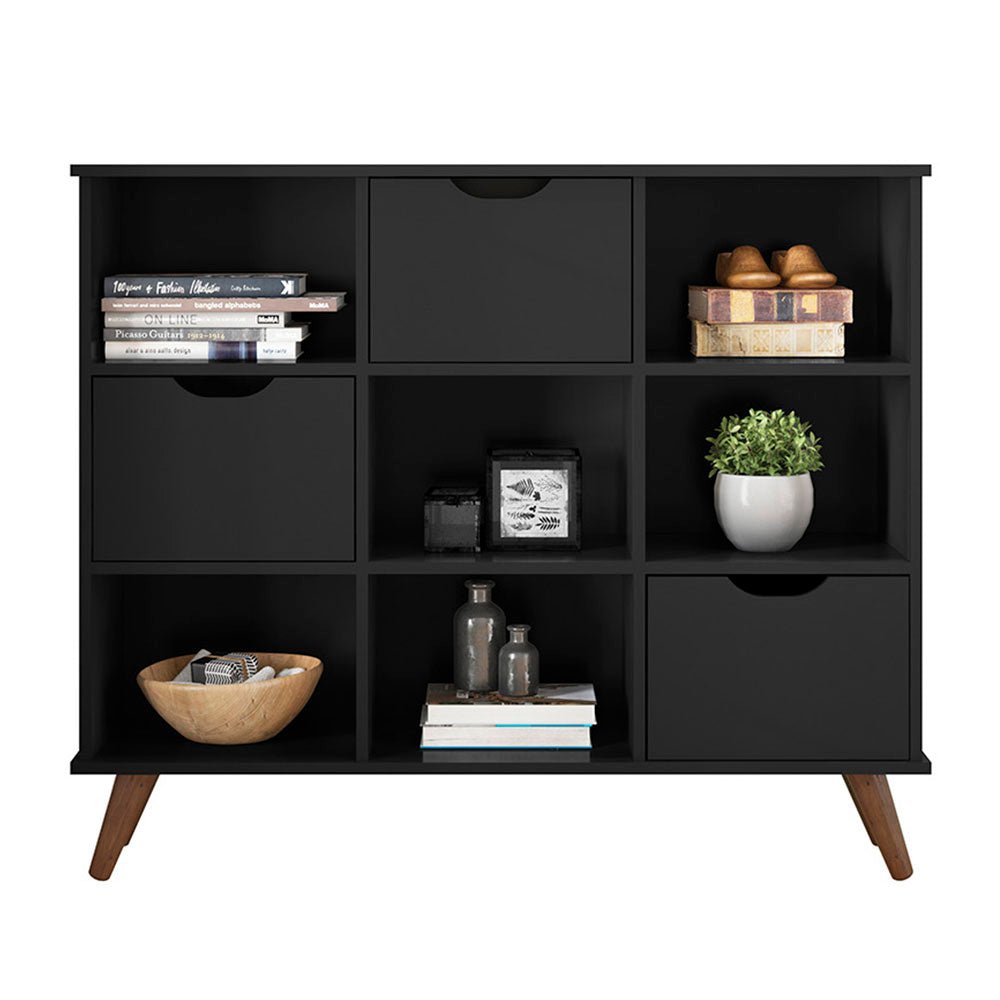 Arrimo Recife Negro 108 cm con Tres Cajones - Repisas y Percheros | Bylmo