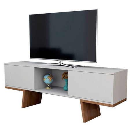 Rack Estambul Blanco y Cafe 156 cm con Dos Puertas - Muebles para TV | Bylmo