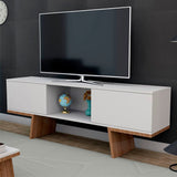 Rack Estambul Blanco y Cafe 156 cm con Dos Puertas - Muebles para TV | Bylmo