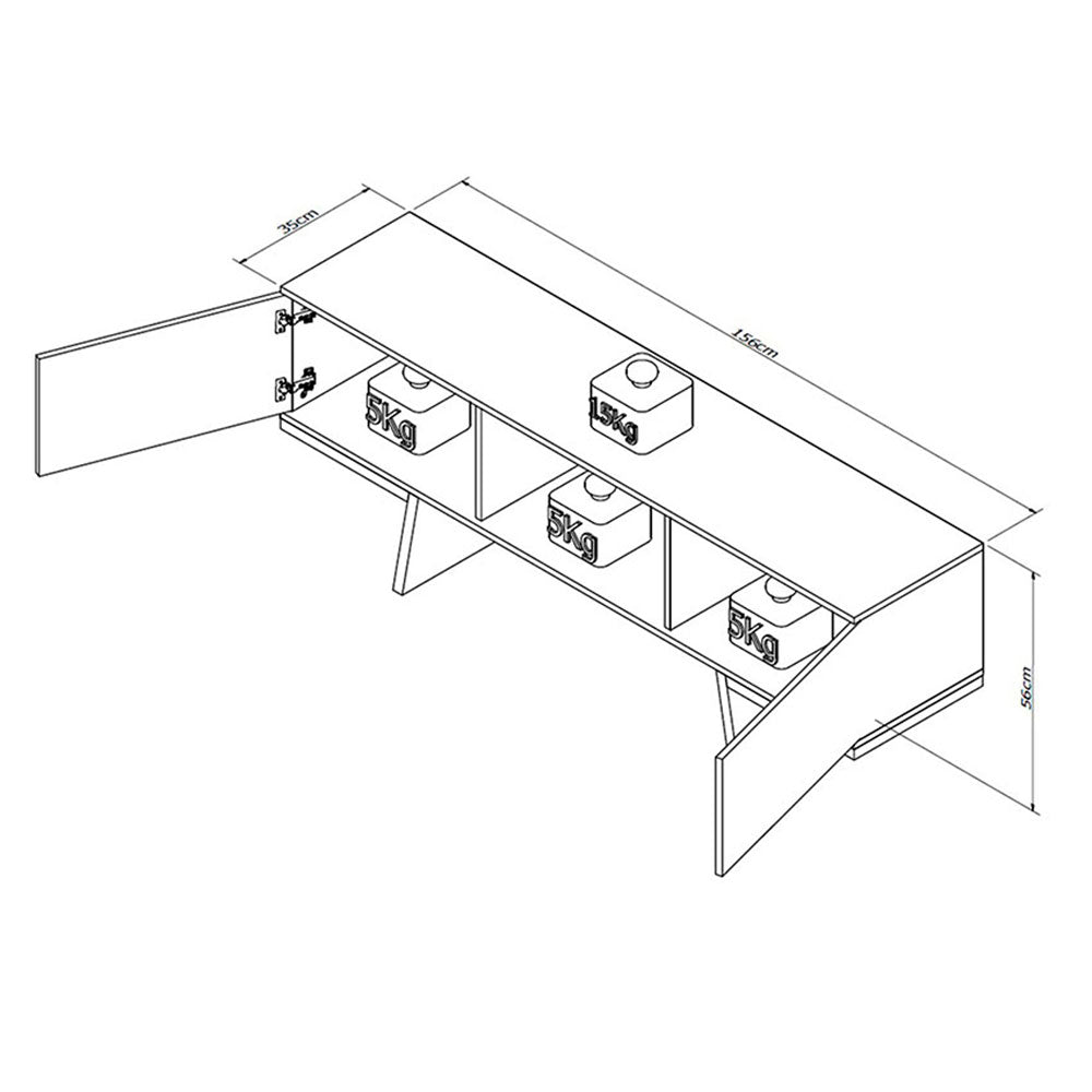 Rack Estambul Blanco y Cafe 156 cm con Dos Puertas - Muebles para TV | Bylmo