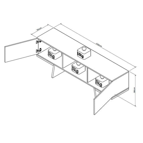 Rack Estambul Blanco y Cafe 156 cm con Dos Puertas - Muebles para TV | Bylmo