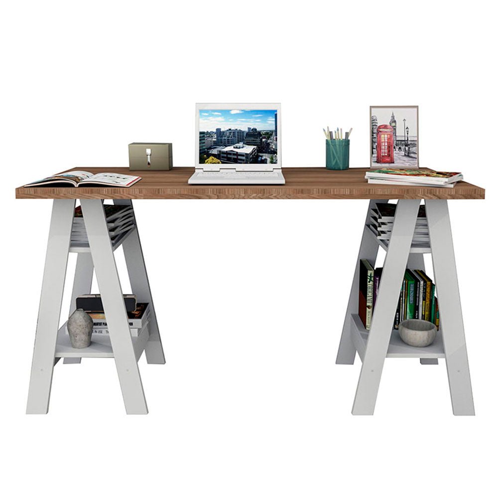 Escritorio Ginebra Cafe 135 cm con Entrepaños - Escritorios y Archivadores | Bylmo