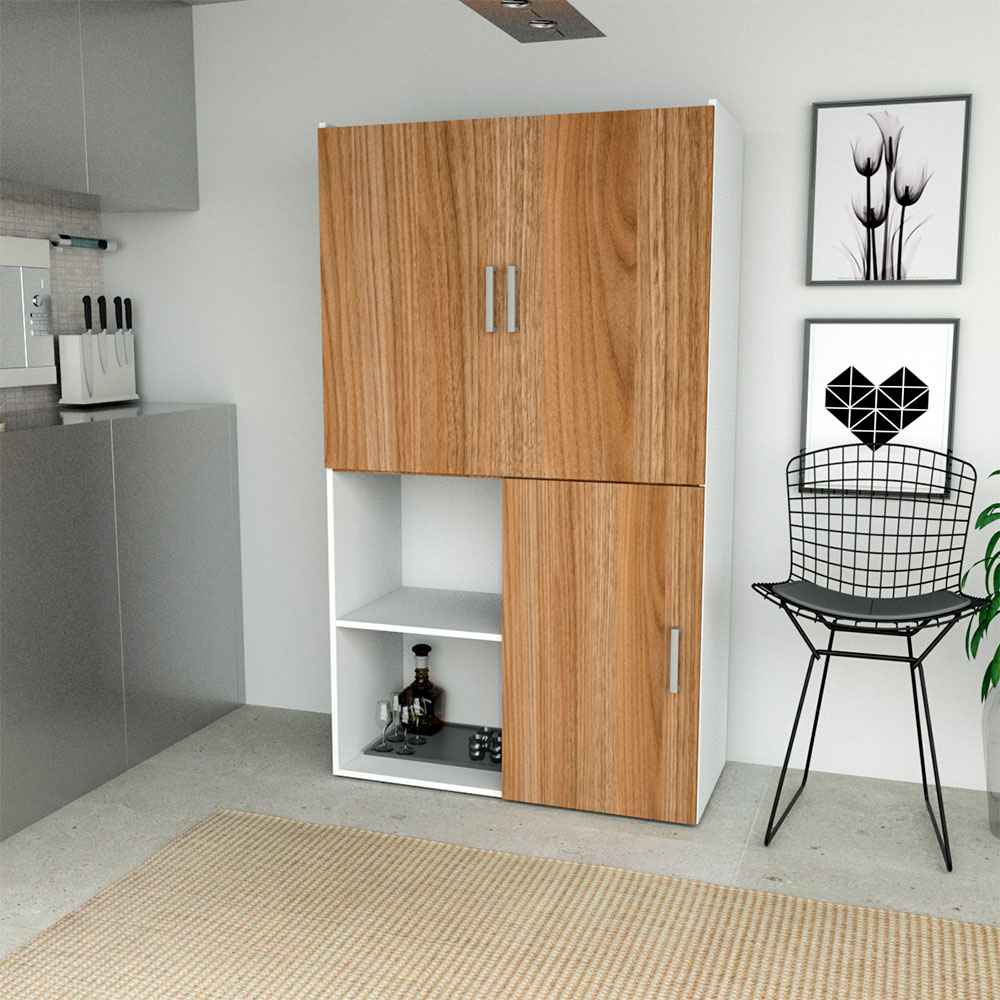 Mueble Auxiliar Fátima Cafe y Blanco 90 cm Transformable - Muebles Organizadores | Bylmo