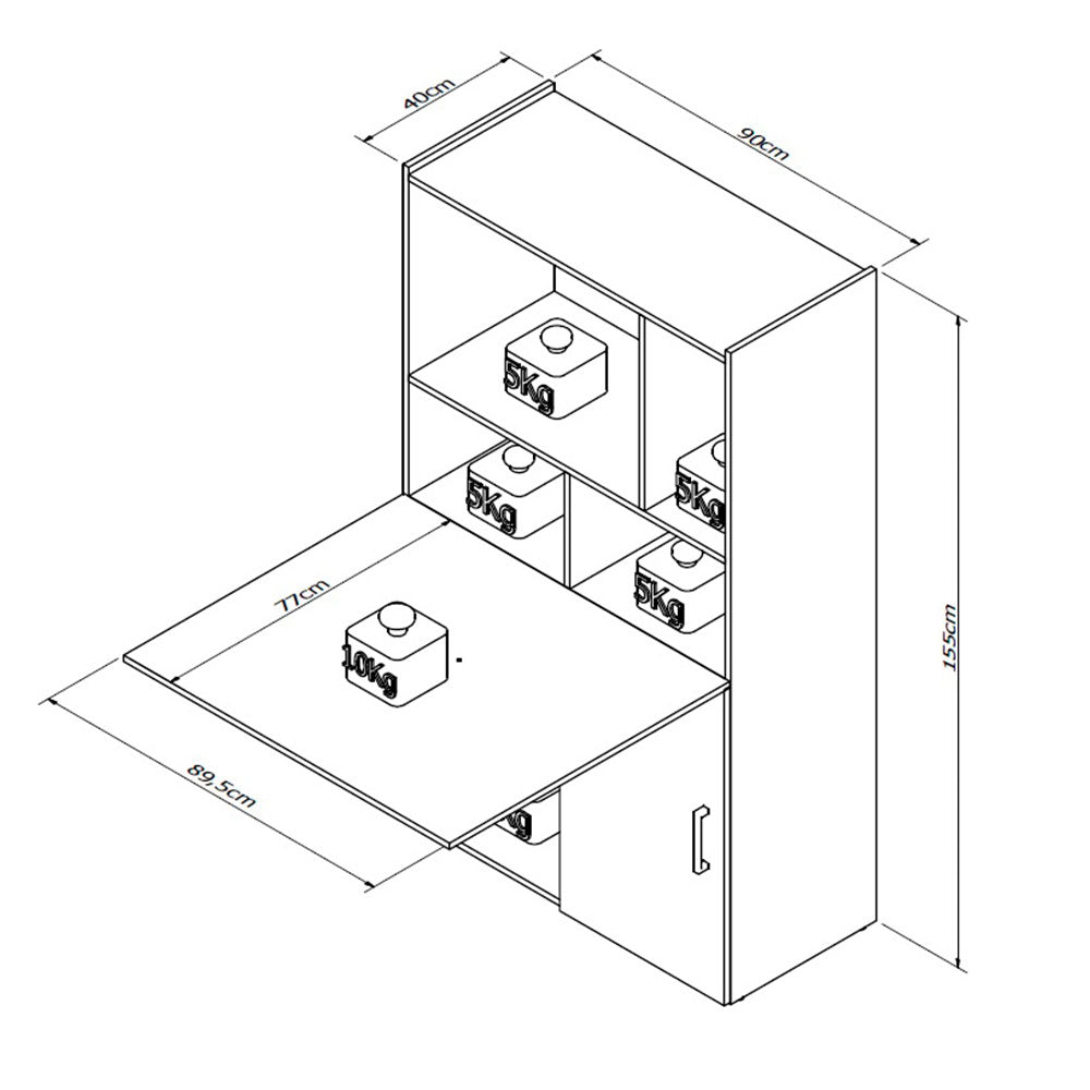 Mueble Auxiliar Fátima Cafe y Blanco 90 cm Transformable - Muebles Organizadores | Bylmo
