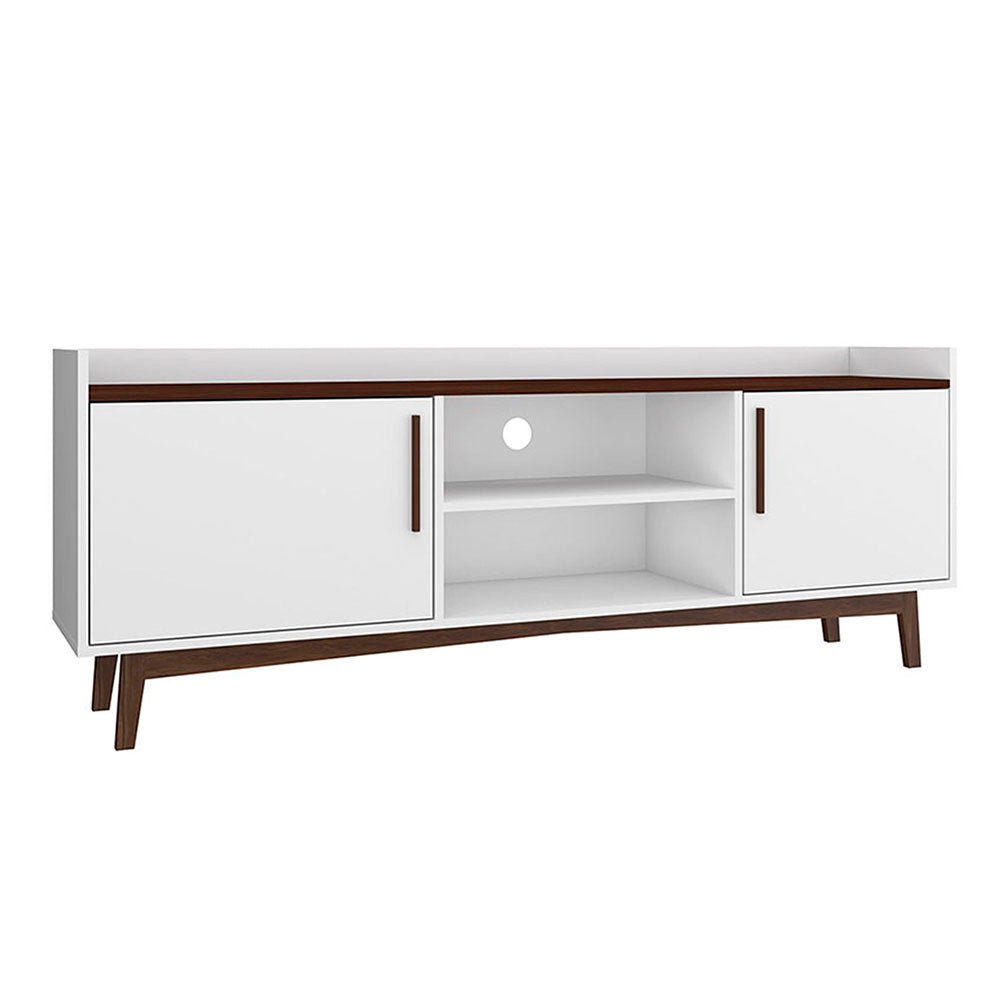 Rack Lille Blanco y Cafe 160 cm con Dos Puertas - Muebles para TV | Bylmo