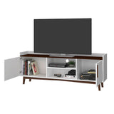 Rack Lille Blanco y Cafe 160 cm con Dos Puertas - Muebles para TV | Bylmo