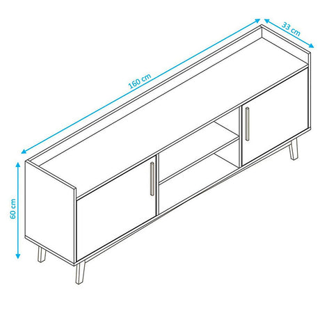 Rack Lille Blanco y Cafe 160 cm con Dos Puertas - Muebles para TV | Bylmo