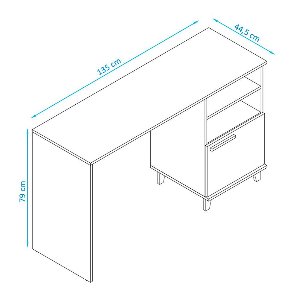 Escritorio Italia Cafe 135 cm con Puerta y Entrepaños - Escritorios y Archivadores | Bylmo