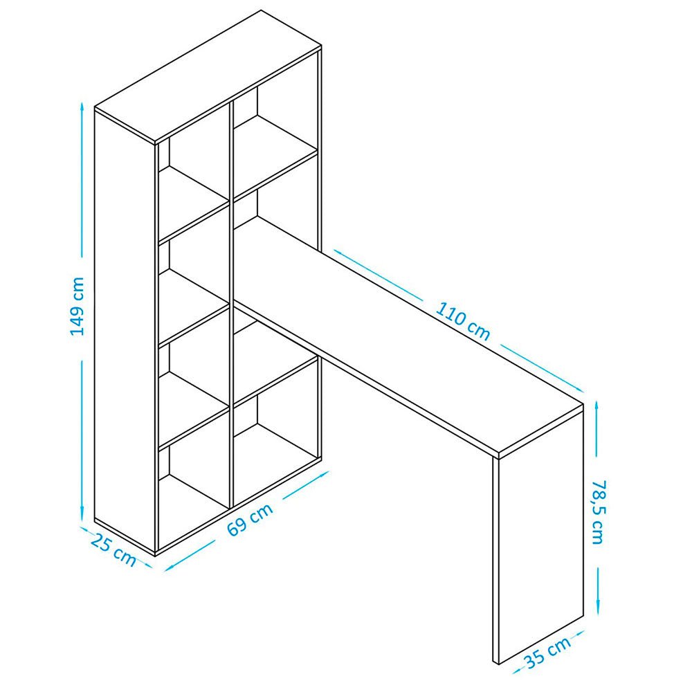 Escritorio en L Lady Cafe 135 cm con Biblioteca - Escritorios y Archivadores | Bylmo