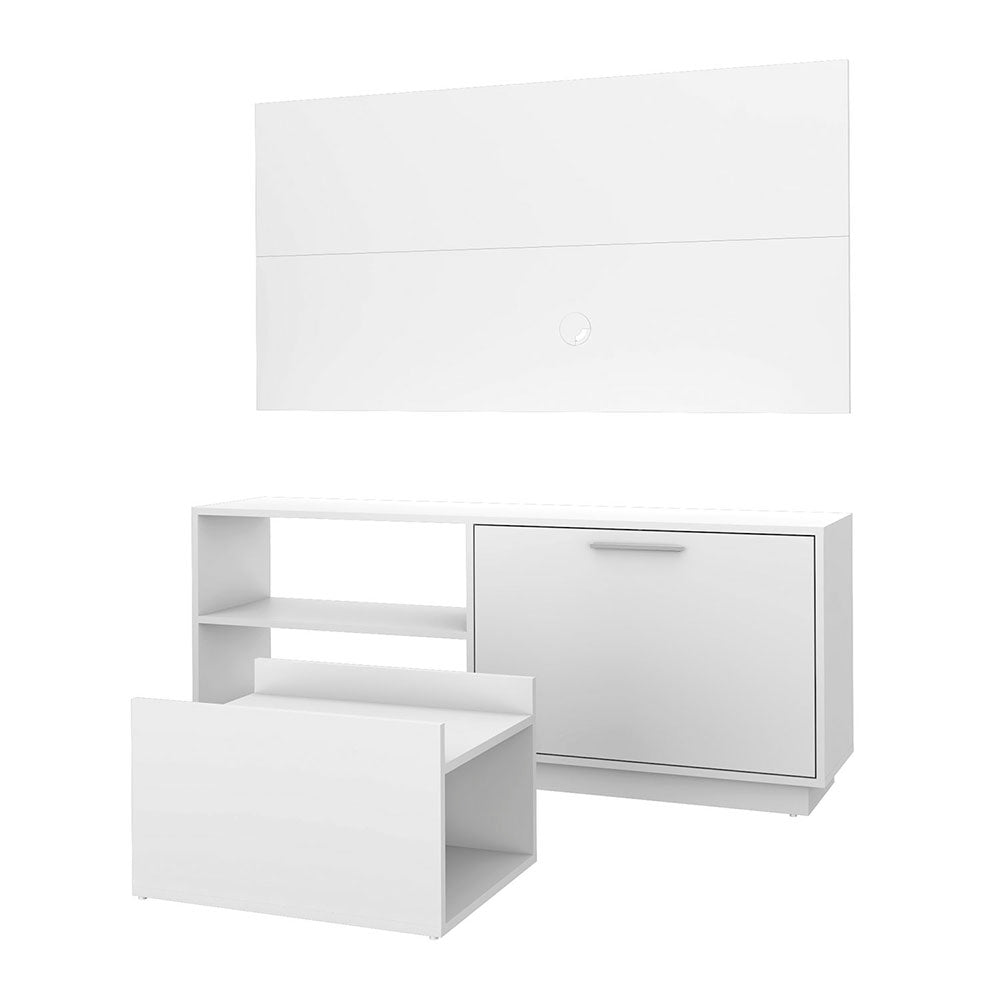 Combo Panel para TV, Mueble Auxiliar y Mesa de Centro Sidney Blanco 135 cm - Muebles para TV | Bylmo