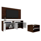 Combo Panel para TV, Mueble Auxiliar y Mesa de Centro Vancouver Cafe y Blanco 135 cm - Muebles para TV | Bylmo