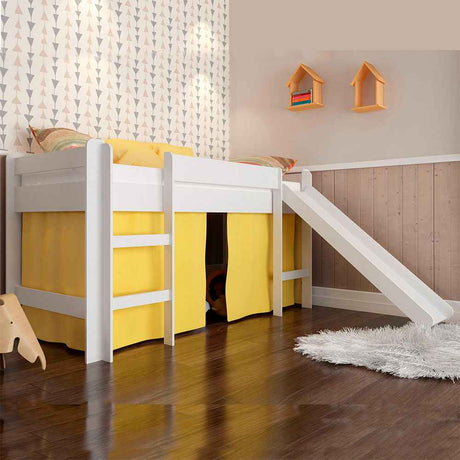 Cama Valentina Sencilla 90 cm Blanco y Amarillo con Lisadero - Camas | Bylmo