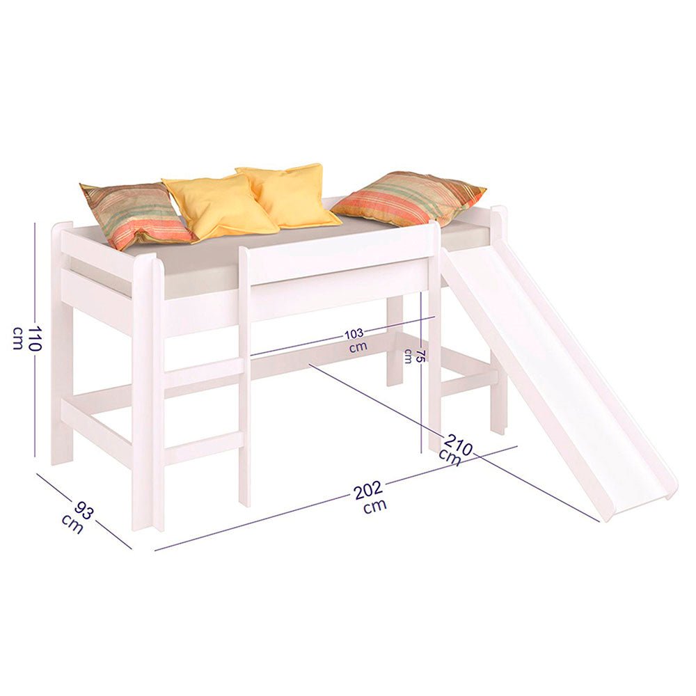 Cama Valentina Sencilla 90 cm Blanco y Amarillo con Lisadero - Camas | Bylmo