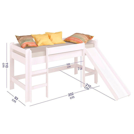 Cama Valentina Sencilla 90 cm Blanco y Amarillo con Lisadero - Camas | Bylmo