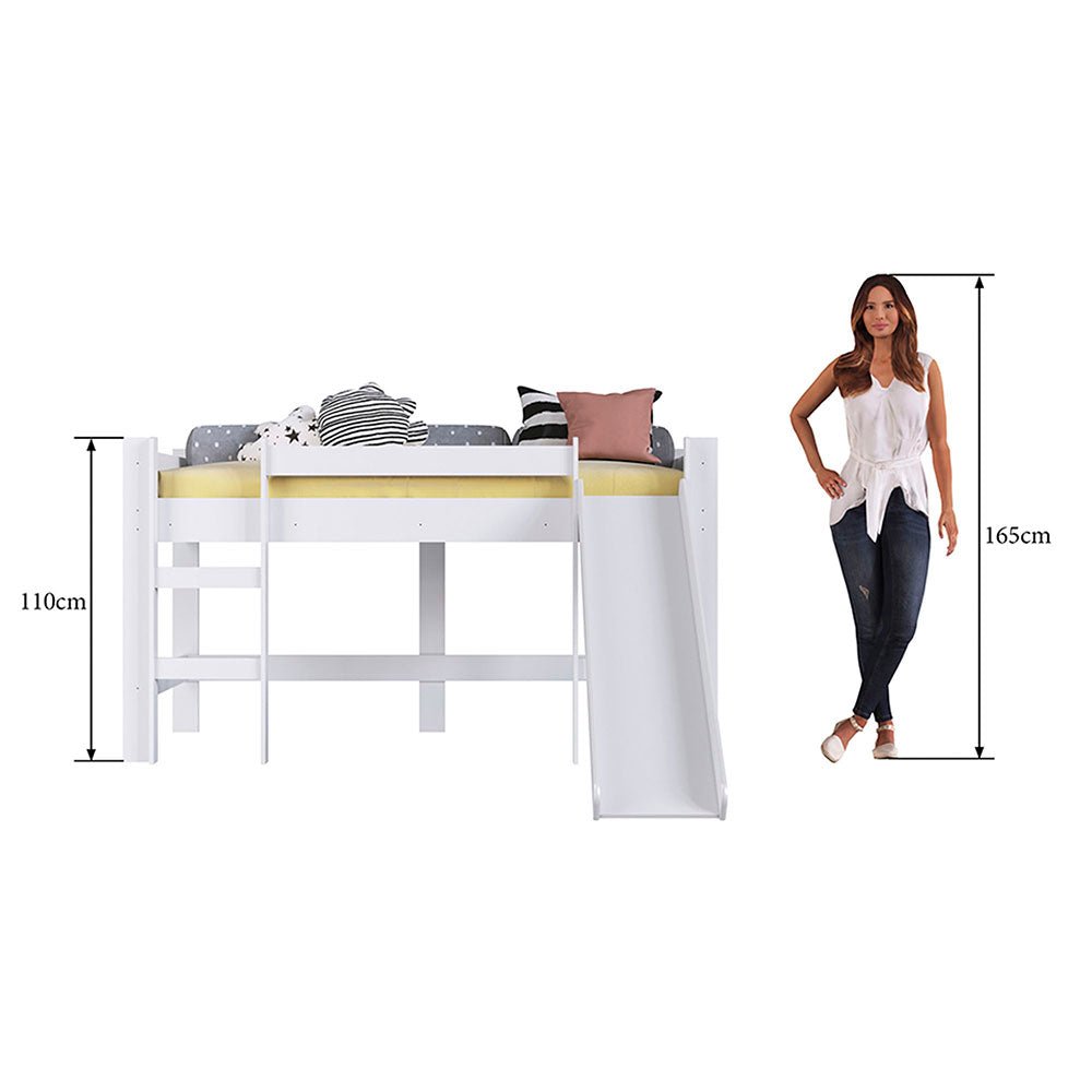 Cama Marcela Sencilla 90 cm Blanco con Lisadero - Camas | Bylmo