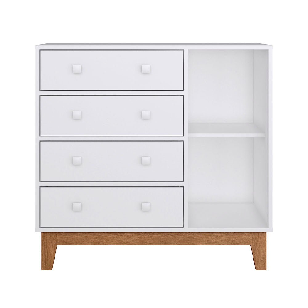 Cómoda Mariana Blanco 90 cm con Cuatro Cajones y Una Puerta - Cajoneras | Bylmo