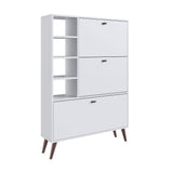 Zapatero Marimar Blanco 90 cm con Tres Puertas y Entrepaños - Closets | Bylmo