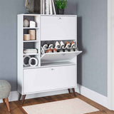 Zapatero Marimar Blanco 90 cm con Tres Puertas y Entrepaños - Closets | Bylmo