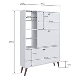 Zapatero Marimar Blanco 90 cm con Tres Puertas y Entrepaños - Closets | Bylmo