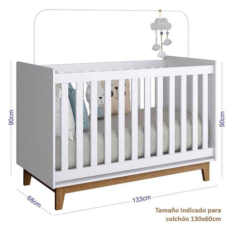 Cuna Romy 133x90 cm Blanco - Camas | Bylmo