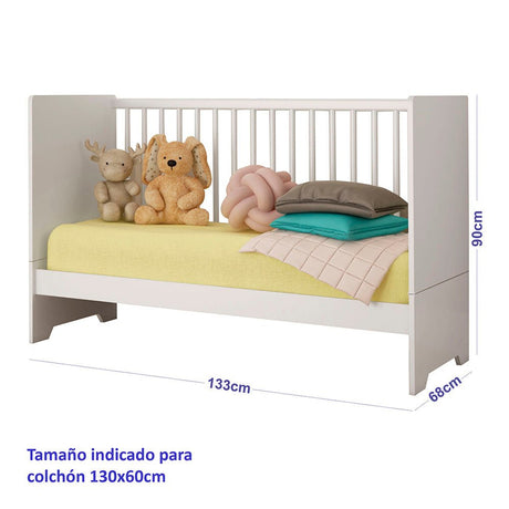 Cuna Emilia 133x90 cm Blanco Multifuncional - Camas | Bylmo