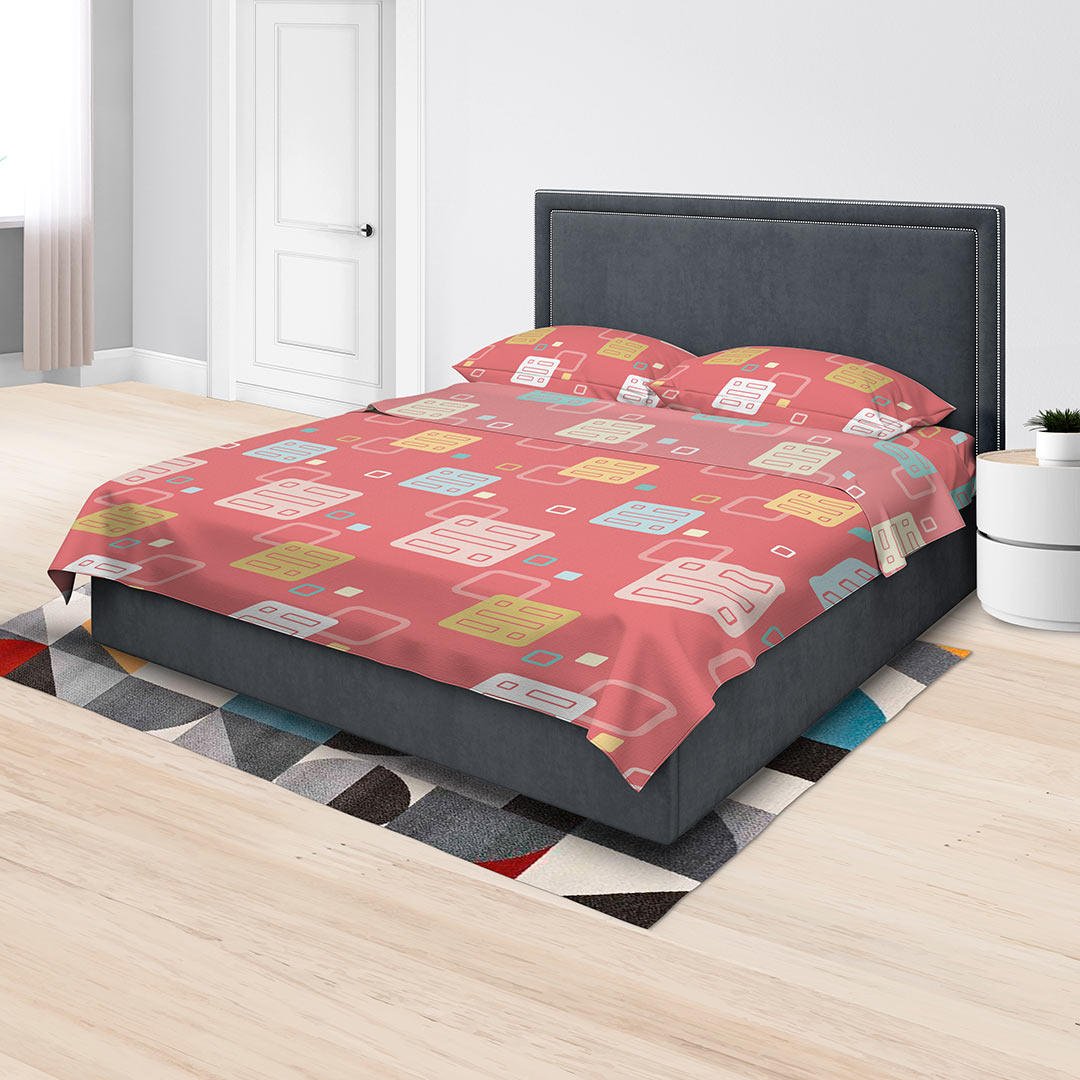 Juego de Sabanas Rosado King 200 X 200 Cm de Cuadrados con 180 Hilos - Ropa de Cama | Bylmo