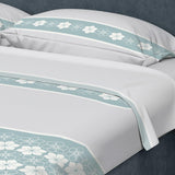 Juego de Sabanas Algodón 250 Hilos King 200 cm Gris con Flores Blancas - Ropa de Cama | Bylmo