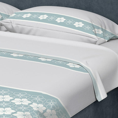 Juego de Sabanas Algodón 250 Hilos King 200 cm Gris con Flores Blancas - Ropa de Cama | Bylmo