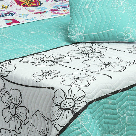 Cubrelecho Español Blanco y Azul para Cama Queen 160 X 190 Cm Doble Faz de Mandalas - Ropa de Cama | Bylmo