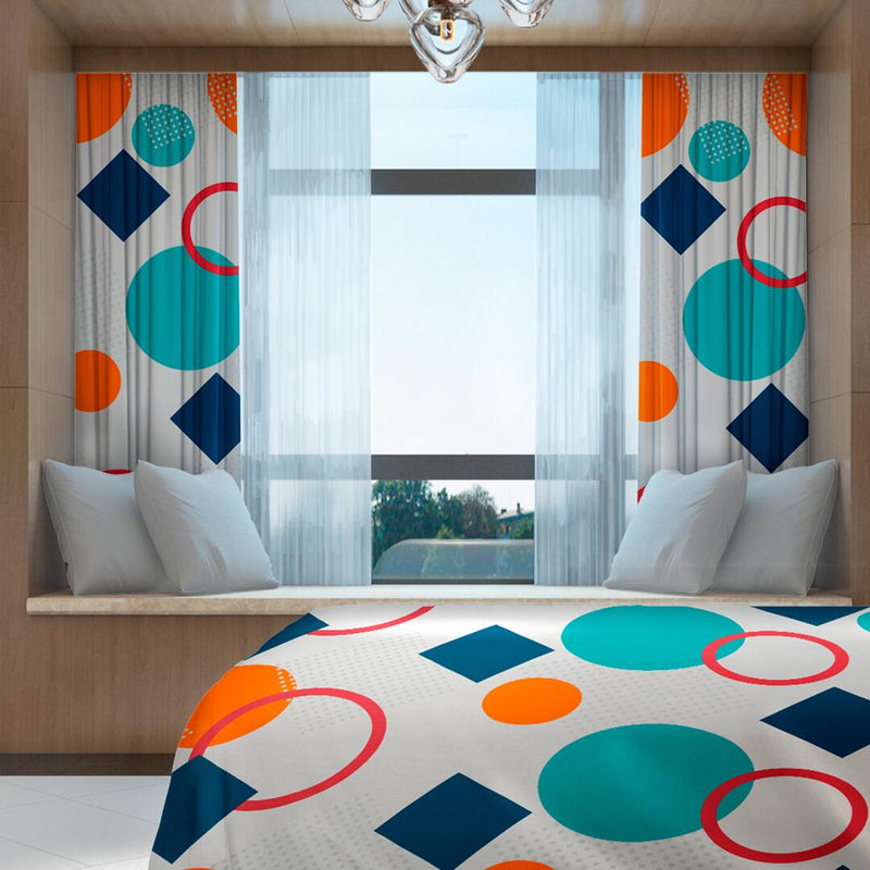  LOVE HOME DAY Cortina de ventana con diseño geométrico de  triángulo de color azul sobre blanco, cortinas ajustables de globo para  cocina, 34 x 45 pulgadas, para sala de estar, dormitorio