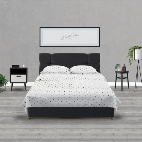 Juego de Sabanas Microfibra Semidoble 120 cm Blanco con Círculos Pequeños - Ropa de Cama | Bylmo