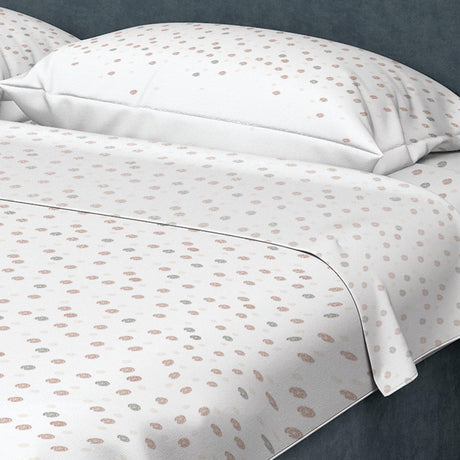 Juego de Sabanas Algodón 250 Hilos Queen 160 cm Blanco con Círculos - Ropa de Cama | Bylmo