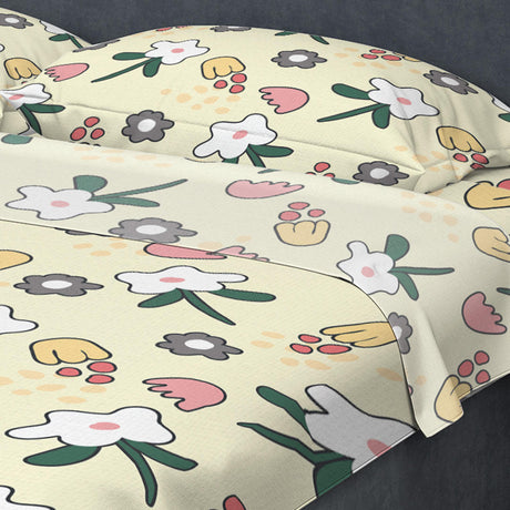 Juego de Sabanas Algodón 180 Hilos King 200 cm Blanco con Flores - Ropa de Cama | Bylmo