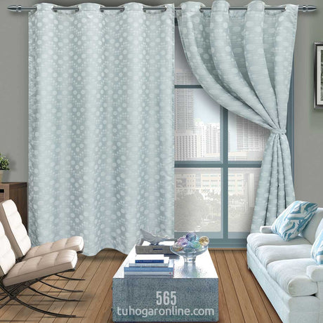 Cortina Lona Blanco Hueso 265x215cm de Circulos con Buena Opacidad - Cortinas | Bylmo