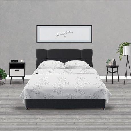 Juego de Sabanas Microfibra King 200 cm Blanco con Cubos Negros - Ropa de Cama | Bylmo