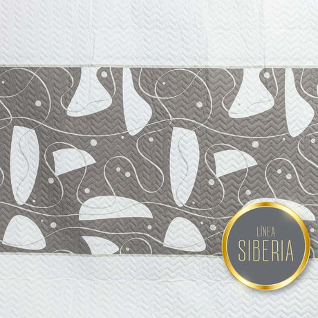 Cubrelecho Español Prensado Microfibra Doble 140 cm Gris con Figuras Grises y Blancas - Ropa de Cama | Bylmo