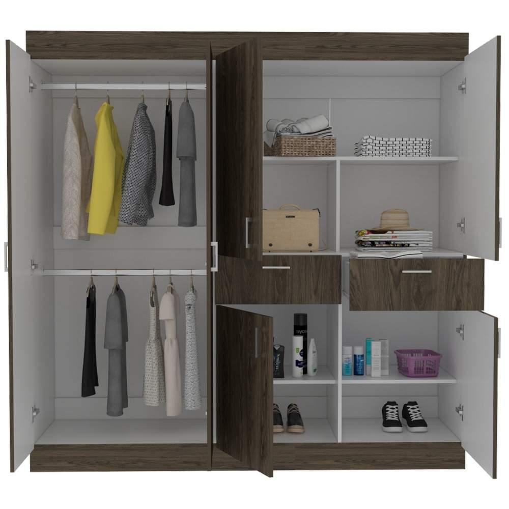 Closet Siberia Coñac 180 cm con Seis Puertas y Dos Cajones - Closets | Bylmo
