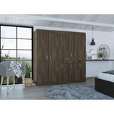 Closet Siberia Coñac 180 cm con Seis Puertas y Dos Cajones - Closets | Bylmo
