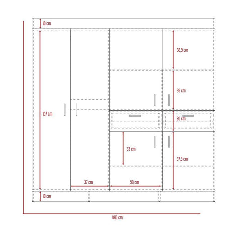 Closet Siberia Coñac 180 cm con Seis Puertas y Dos Cajones - Closets | Bylmo