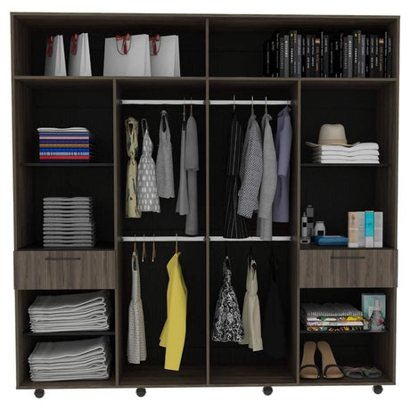 Closet Vasco Coñac 200 cm con Espejo,Ocho Puertas y Dos Cajones - Closets | Bylmo