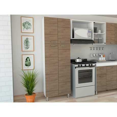 Alacena Ferreti Miel y Blanco 61 cm con Cuatro Puertas - Muebles Organizadores | Bylmo