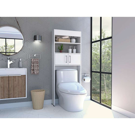 Ahorrador de Espacio para Baño Madrid Blanco 62.4x160cm con Un Cajón y con Un Entrepaño - Gabinetes | Bylmo
