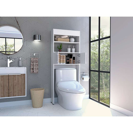 Ahorrador de Espacio para Baño Madrid Blanco 62.4x160cm con Un Cajón y con Un Entrepaño - Gabinetes | Bylmo