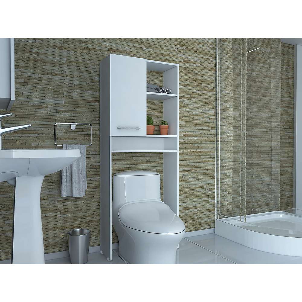 Ahorrador de Espacio para Baño Shangai Blanco 63.1x160.8cm sin Cajones y con Un Entrepaño - Gabinetes | Bylmo