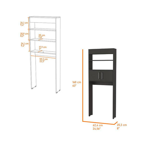 Ahorrador de Espacio para Baño Madrid Wengue 62.4x160cm sin Cajones y con Un Entrepaño - Gabinetes | Bylmo